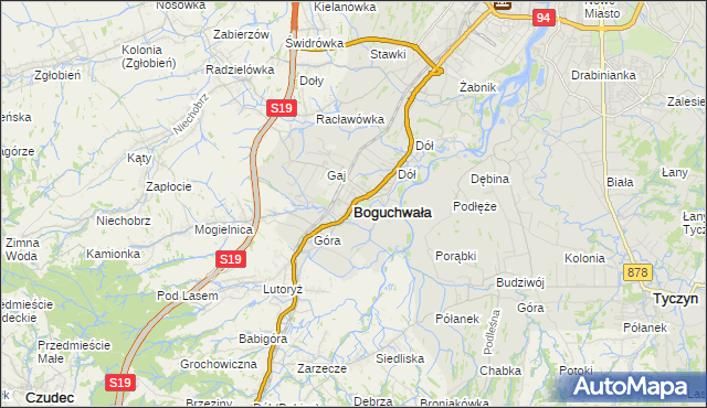 mapa Boguchwała powiat rzeszowski, Boguchwała powiat rzeszowski na mapie Targeo