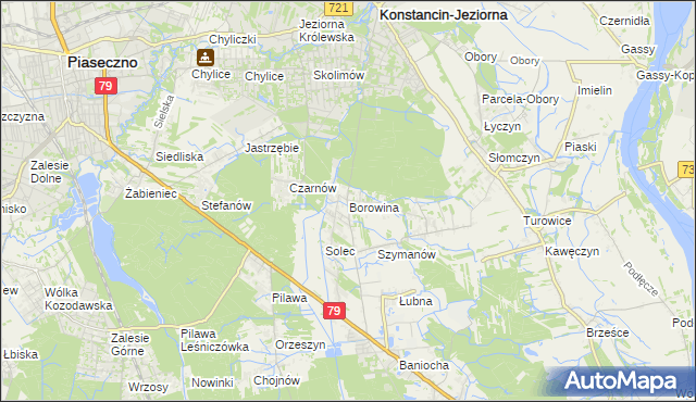 mapa Borowina gmina Konstancin-Jeziorna, Borowina gmina Konstancin-Jeziorna na mapie Targeo