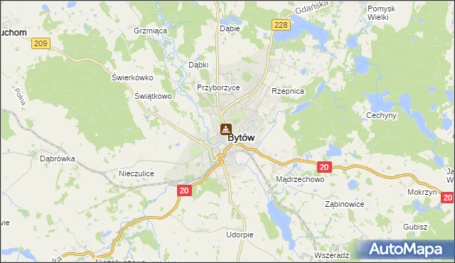 mapa Bytów, Bytów na mapie Targeo