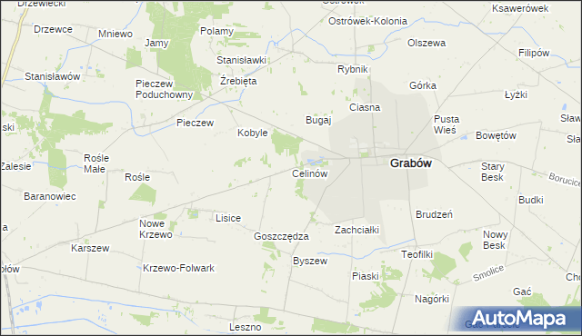 mapa Celinów gmina Grabów, Celinów gmina Grabów na mapie Targeo
