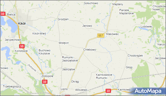 mapa Chlebowo gmina Lipno, Chlebowo gmina Lipno na mapie Targeo