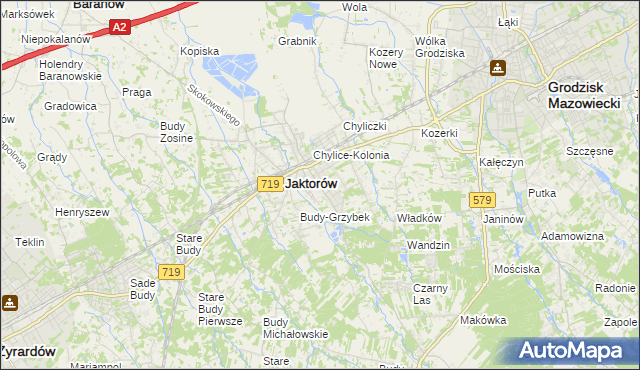 mapa Chylice gmina Jaktorów, Chylice gmina Jaktorów na mapie Targeo