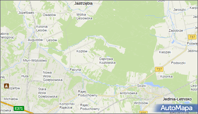 mapa Dąbrowa Kozłowska, Dąbrowa Kozłowska na mapie Targeo