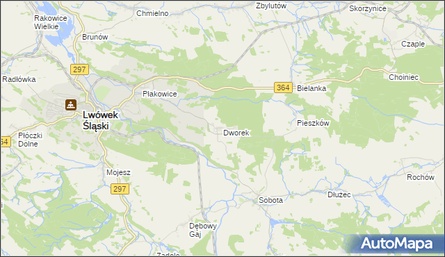 mapa Dworek gmina Lwówek Śląski, Dworek gmina Lwówek Śląski na mapie Targeo