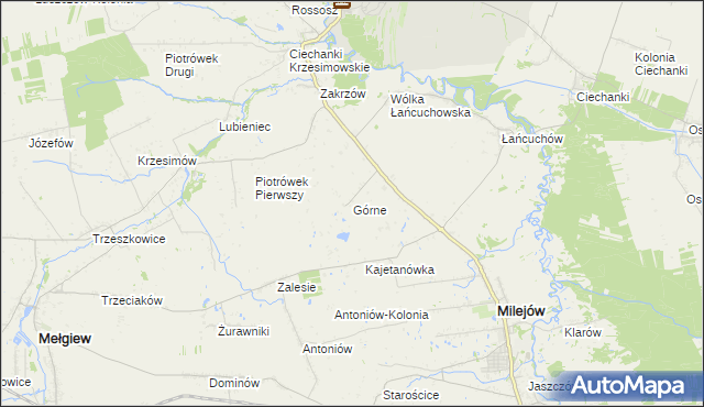 mapa Górne gmina Milejów, Górne gmina Milejów na mapie Targeo