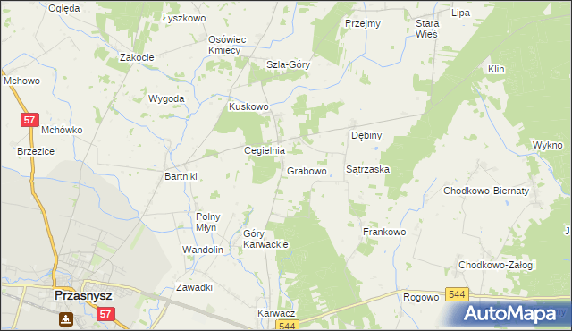 mapa Grabowo gmina Przasnysz, Grabowo gmina Przasnysz na mapie Targeo