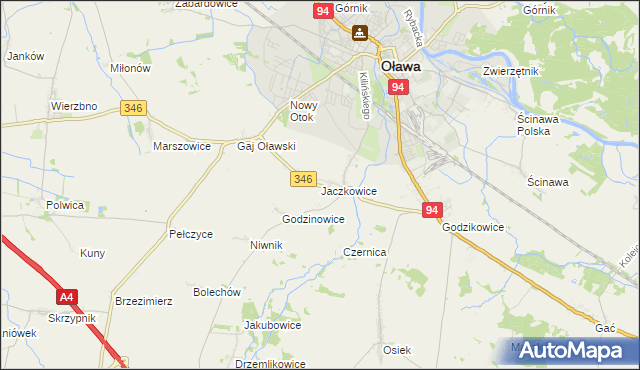 mapa Jaczkowice, Jaczkowice na mapie Targeo
