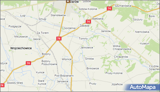 mapa Jankowice gmina Ożarów, Jankowice gmina Ożarów na mapie Targeo