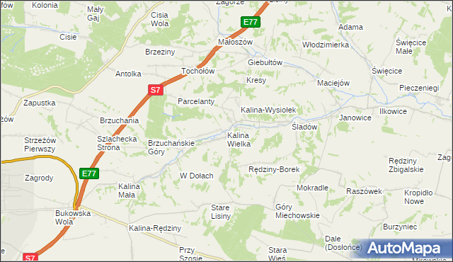 mapa Kalina Wielka, Kalina Wielka na mapie Targeo