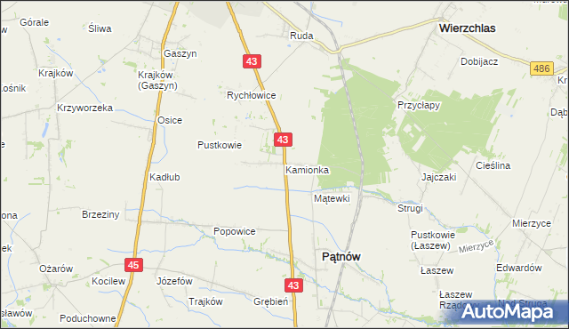 mapa Kamionka gmina Pątnów, Kamionka gmina Pątnów na mapie Targeo