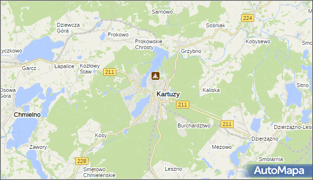 mapa Kartuzy, Kartuzy na mapie Targeo