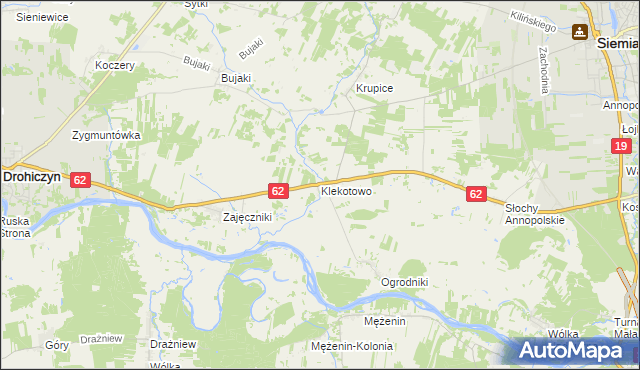 mapa Klekotowo gmina Siemiatycze, Klekotowo gmina Siemiatycze na mapie Targeo