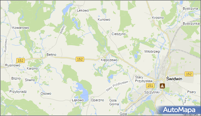 mapa Klępczewo, Klępczewo na mapie Targeo