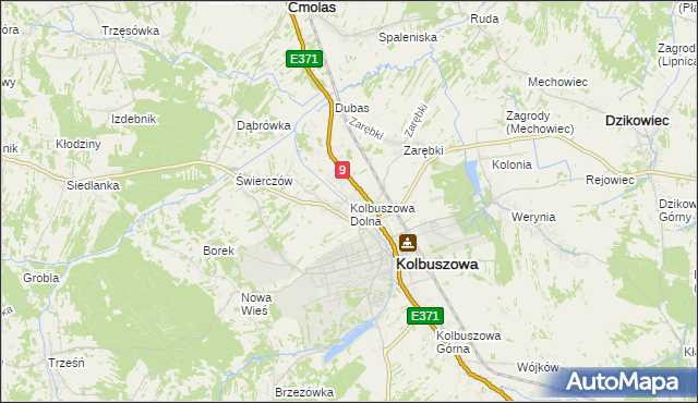 mapa Kolbuszowa Dolna, Kolbuszowa Dolna na mapie Targeo