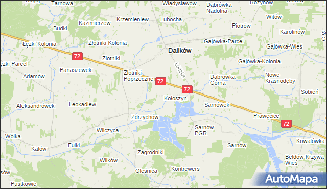 mapa Kołoszyn, Kołoszyn na mapie Targeo