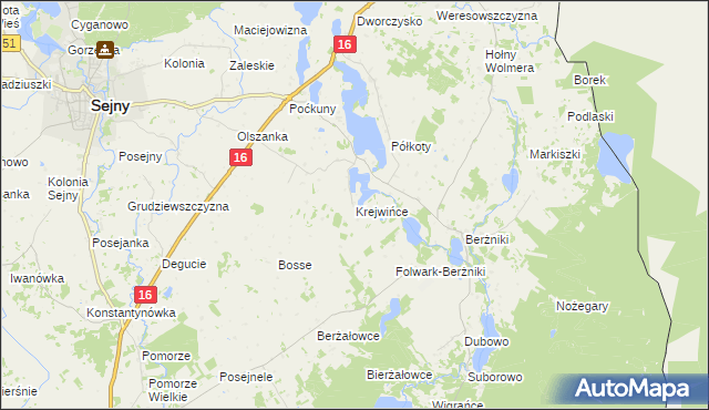 mapa Krejwińce, Krejwińce na mapie Targeo