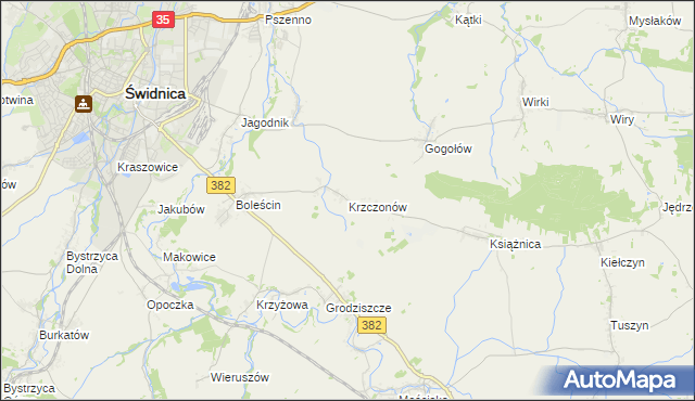 mapa Krzczonów gmina Świdnica, Krzczonów gmina Świdnica na mapie Targeo