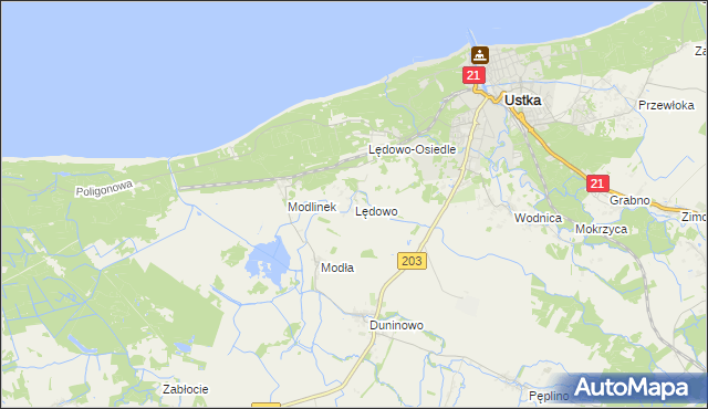 mapa Lędowo gmina Ustka, Lędowo gmina Ustka na mapie Targeo