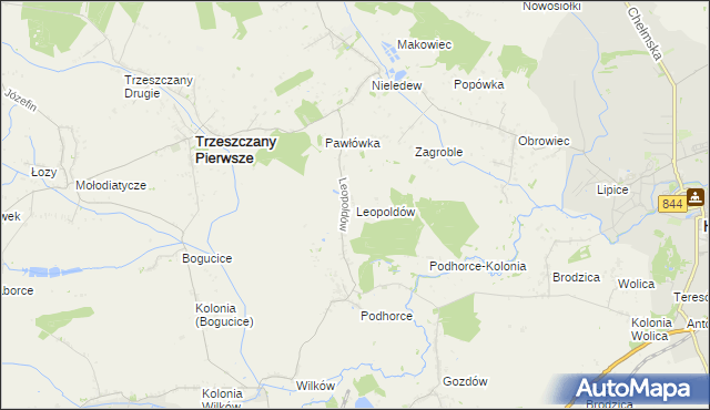 mapa Leopoldów gmina Trzeszczany, Leopoldów gmina Trzeszczany na mapie Targeo