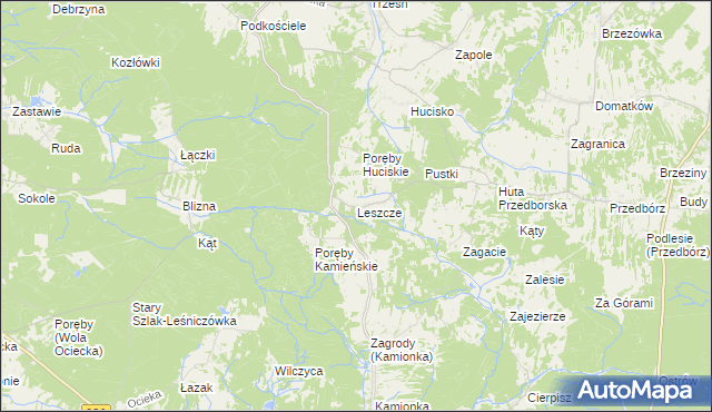 mapa Leszcze gmina Niwiska, Leszcze gmina Niwiska na mapie Targeo