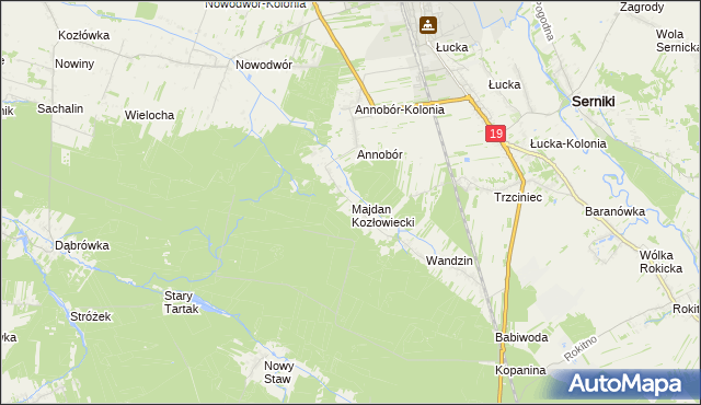 mapa Majdan Kozłowiecki, Majdan Kozłowiecki na mapie Targeo