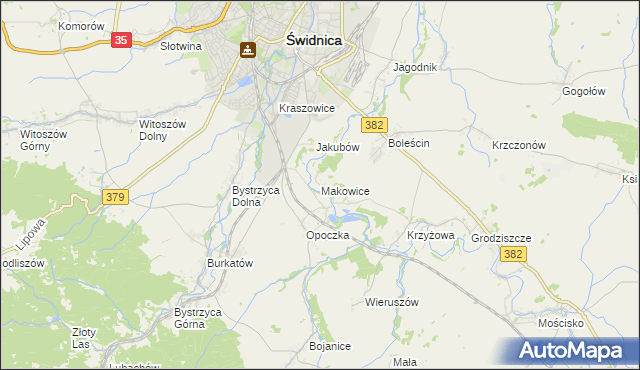 mapa Makowice gmina Świdnica, Makowice gmina Świdnica na mapie Targeo