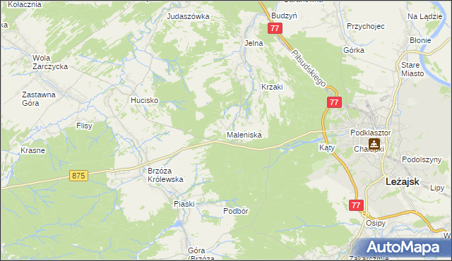 mapa Maleniska gmina Leżajsk, Maleniska gmina Leżajsk na mapie Targeo