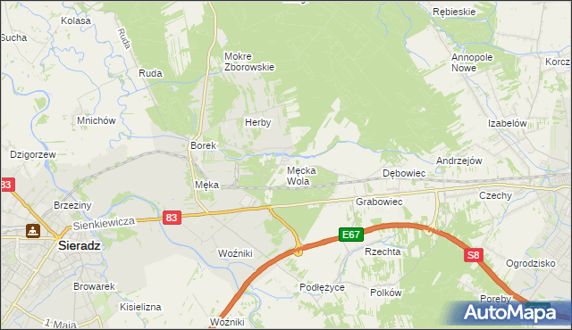 mapa Męcka Wola, Męcka Wola na mapie Targeo