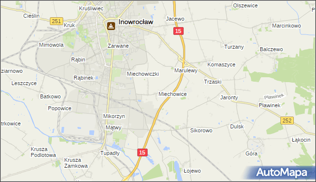 mapa Miechowice gmina Inowrocław, Miechowice gmina Inowrocław na mapie Targeo