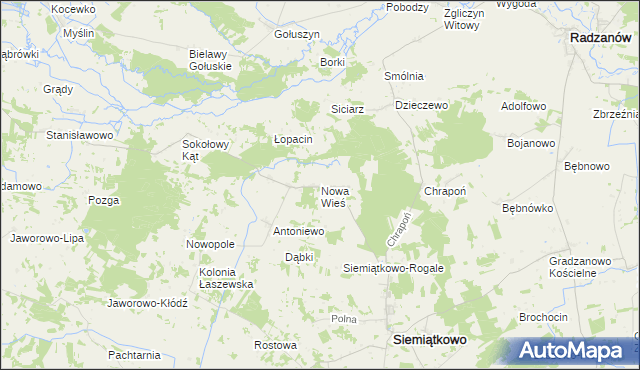 mapa Nowa Wieś gmina Siemiątkowo, Nowa Wieś gmina Siemiątkowo na mapie Targeo