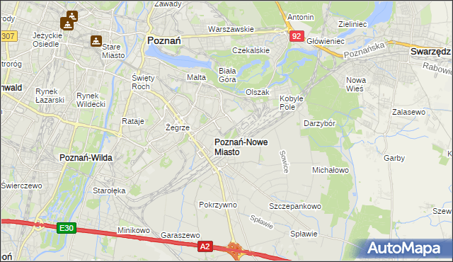 mapa Nowe Miasto gmina Poznań, Nowe Miasto gmina Poznań na mapie Targeo