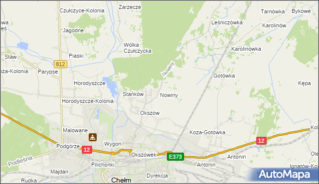 mapa Nowiny gmina Chełm, Nowiny gmina Chełm na mapie Targeo