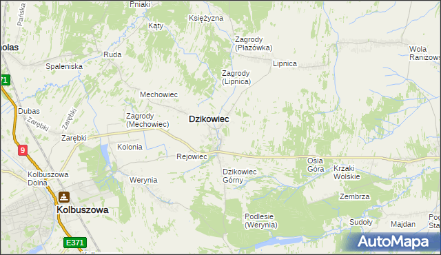 mapa Nowy Dzikowiec, Nowy Dzikowiec na mapie Targeo