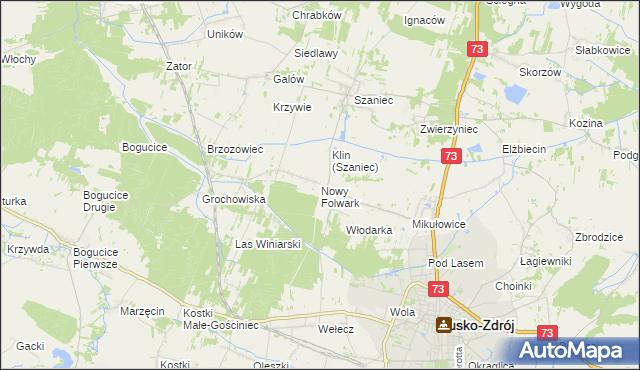 mapa Nowy Folwark gmina Busko-Zdrój, Nowy Folwark gmina Busko-Zdrój na mapie Targeo