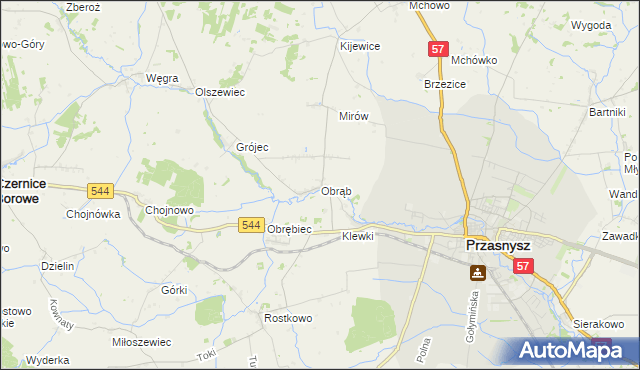 mapa Obrąb gmina Przasnysz, Obrąb gmina Przasnysz na mapie Targeo