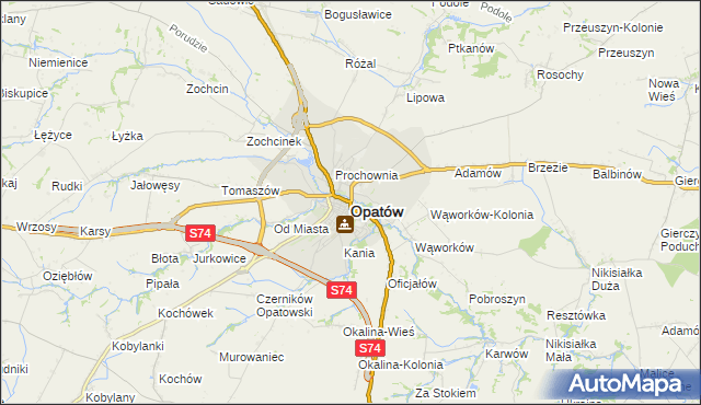 mapa Opatów, Opatów na mapie Targeo