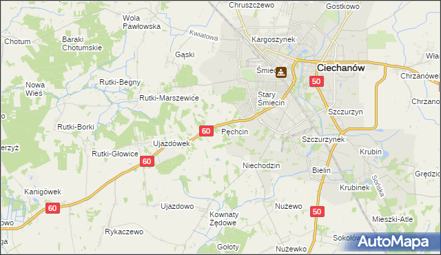 mapa Pęchcin, Pęchcin na mapie Targeo