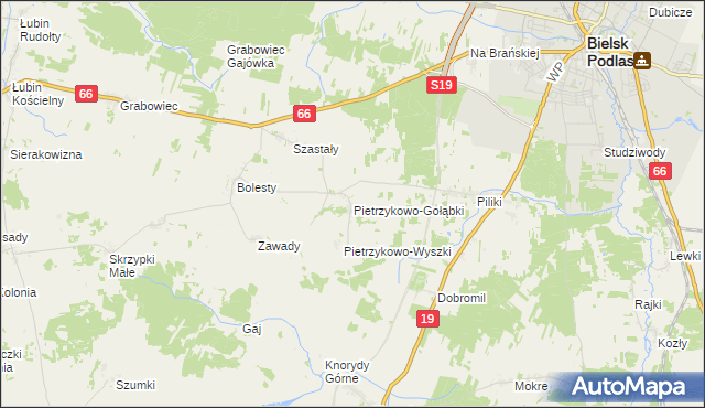 mapa Pietrzykowo-Gołąbki, Pietrzykowo-Gołąbki na mapie Targeo