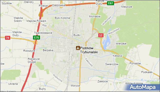 mapa Piotrków Trybunalski, Piotrków Trybunalski na mapie Targeo