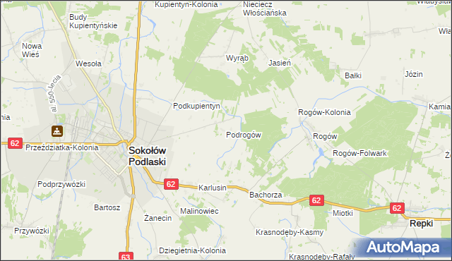 mapa Podrogów, Podrogów na mapie Targeo