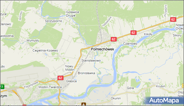 mapa Pomiechowo, Pomiechowo na mapie Targeo