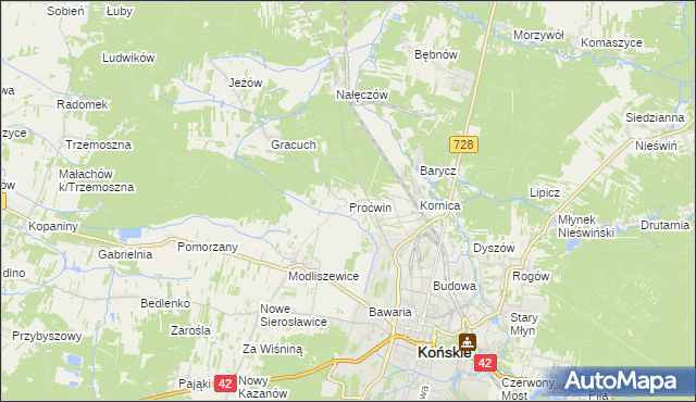 mapa Proćwin, Proćwin na mapie Targeo