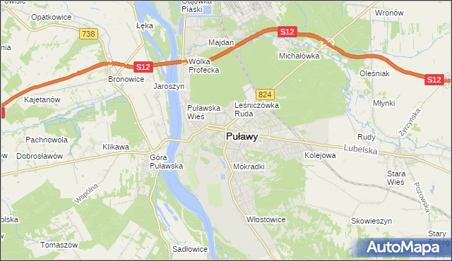 mapa Puław, Puławy na mapie Targeo