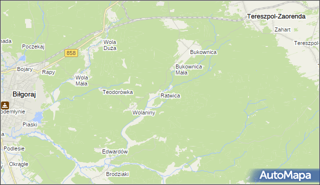 mapa Ratwica, Ratwica na mapie Targeo