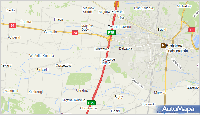 mapa Rokszyce Drugie, Rokszyce Drugie na mapie Targeo