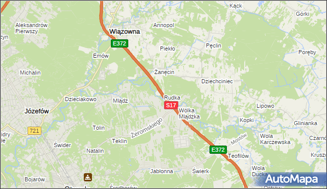 mapa Rudka gmina Wiązowna, Rudka gmina Wiązowna na mapie Targeo