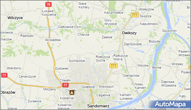 mapa Rzeczyca Sucha, Rzeczyca Sucha na mapie Targeo