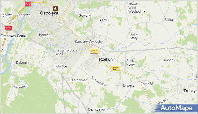 mapa Rzekuń, Rzekuń na mapie Targeo