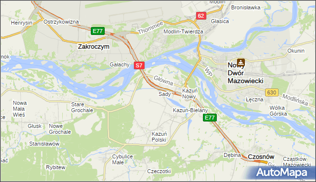 mapa Sady gmina Czosnów, Sady gmina Czosnów na mapie Targeo