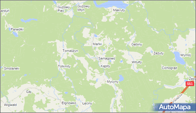 mapa Samagowo, Samagowo na mapie Targeo